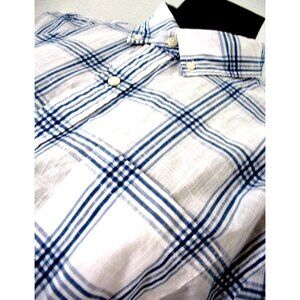 Hawker Rye Men's XLarge Tall Blue Plaid Slim Stretch Oxford Blue Cotton